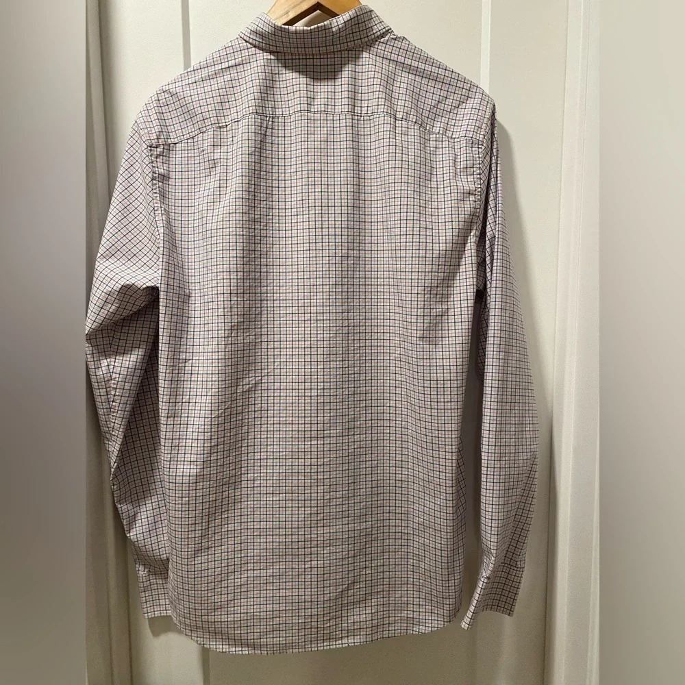 Banana Republic Men's Slim Flex Fit Plaid Shirt - White and Blue and Pink